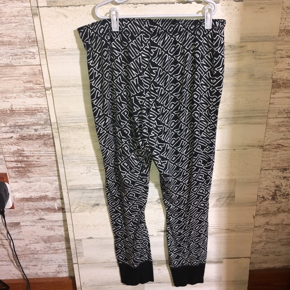 PINK Victoria’s Secret sweatpants large lettering size medium black and white - Picture 5 of 6